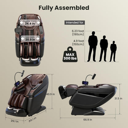4D Music Rhythm Massage Chair Full Body, 2026 Unique Sonic Resonance Zero Gravity Sl-Track Shiatsu Recliner with Knee Heating Blanket AI Voice Bluetooth Foot Roller Body Scan Airbags G9 Black