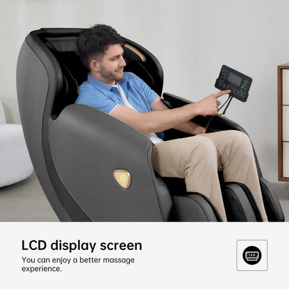 3D Sl-Track Massage Chair, Full Body Zero Gravity Shiatsu Thai Massage Recliner, Black