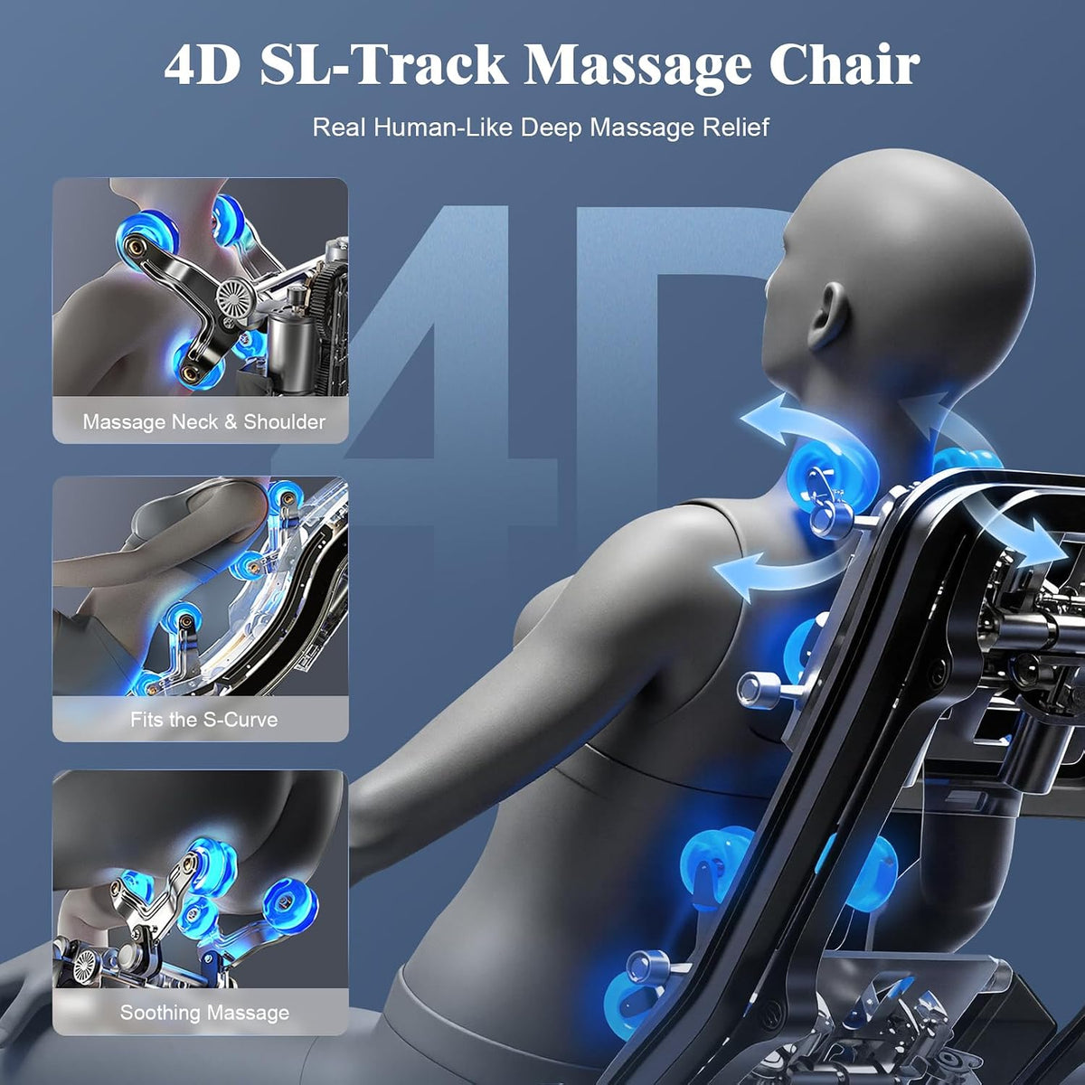 4D Massage Chair Full Body Zero Gravity Recliner Sl-Track Body Scan