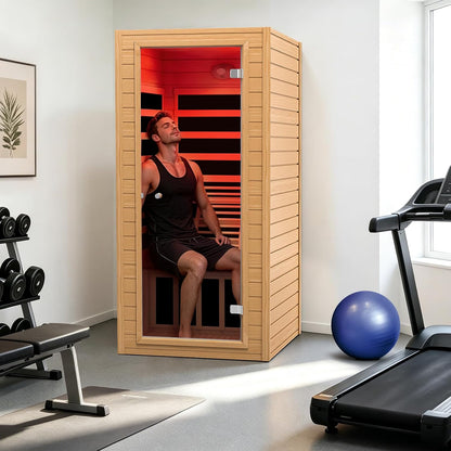 Sauna 1 Person Low EMF FAR Infrared Sauna with Red Light Therapy