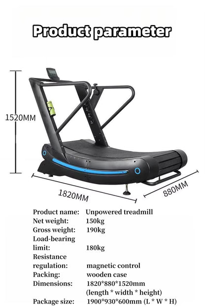 Fitness Gym Equipment Unpowered Air Runner Curved Treadmill Machine Unplugged Manual Treadmill for Compact Gym Setup