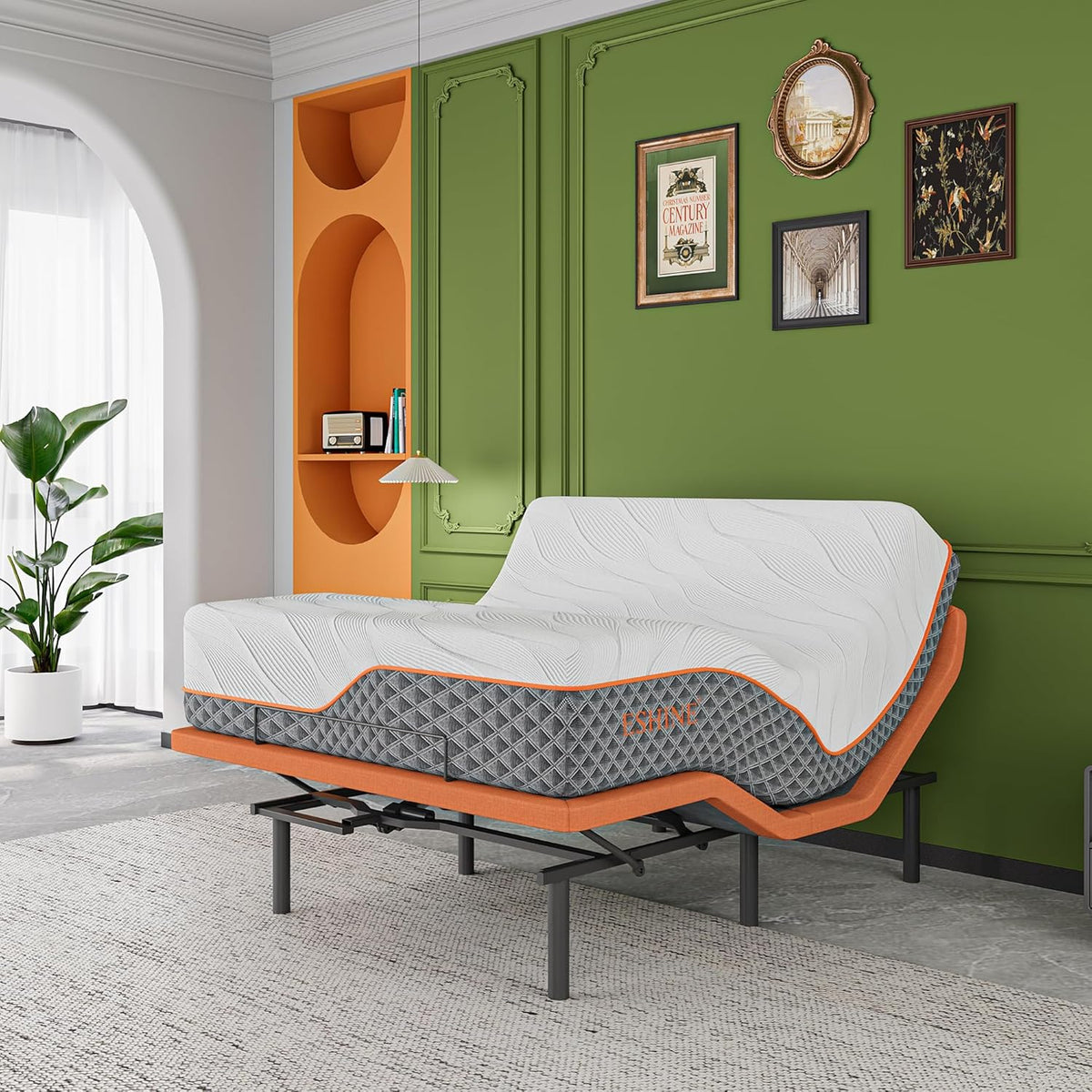Queen Adjustable Bed Frame 14" Hybrid Mattress with Massage