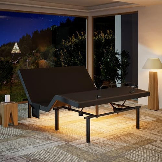 NS0 Full Adjustable Bed Base - Smart Dual Motor Bed Frame with Wireless Remote, 3-Min Assembly, Zero Gravity & Anti-Snore Modes, under Bed Lighting, 4 USB Ports