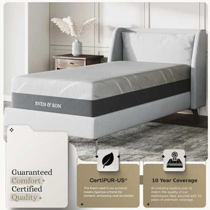 Sven & Son Hybrid Spring Mattress, Certipur-Us Certified Foam, Fiberglass-Free, Made in the USA, 14 Inch Medium Soft - Twinxl