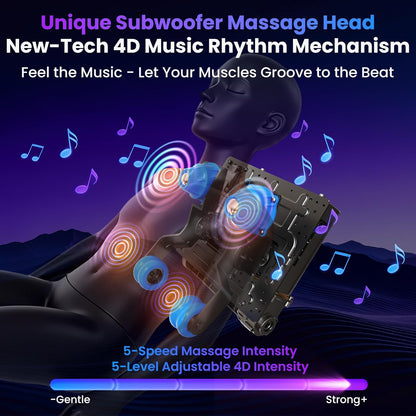 4D Music Rhythm Massage Chair Full Body, 2026 Unique Sonic Resonance Zero Gravity Sl-Track Shiatsu Recliner with Knee Heating Blanket AI Voice Bluetooth Foot Roller Body Scan Airbags G9 Black