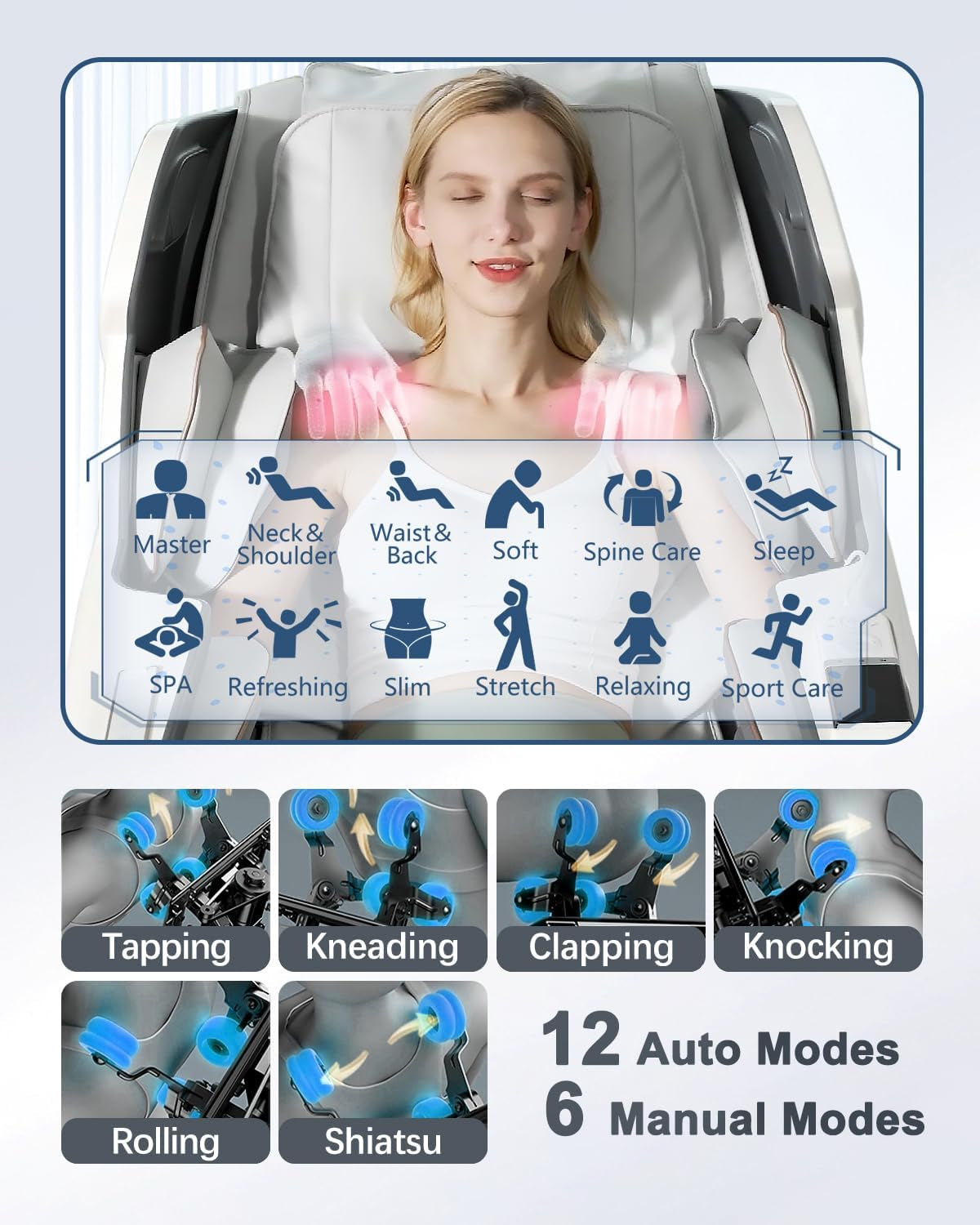 Massage Chair Full Body, Zero Gravity Shiatsu SL Track Recliner