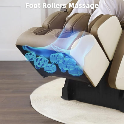 MD906 Full Body Massage Chair, 165°Zero Gravity, 55" SL Track, Beige