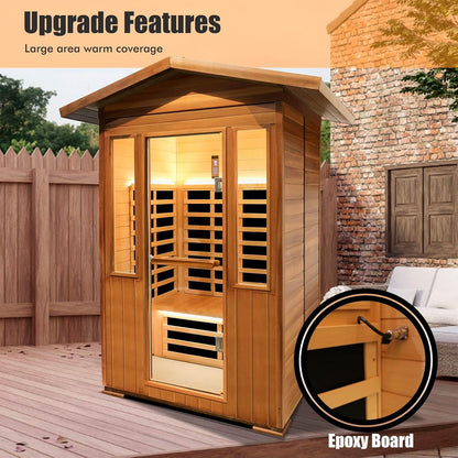 2 Person Outdoor Sauna Infrared Saunas Dry Sauna Room 1800W 120V