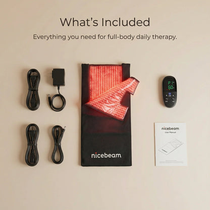Nicebeam Full Body Red Light Therapy Bag, 7,560 LEDs, 660 nm and 850 nm, Zip-Around Two-Panel Wrap with Adjustable Brightness, Pulse and 60-Minute Timer, Two Sizes