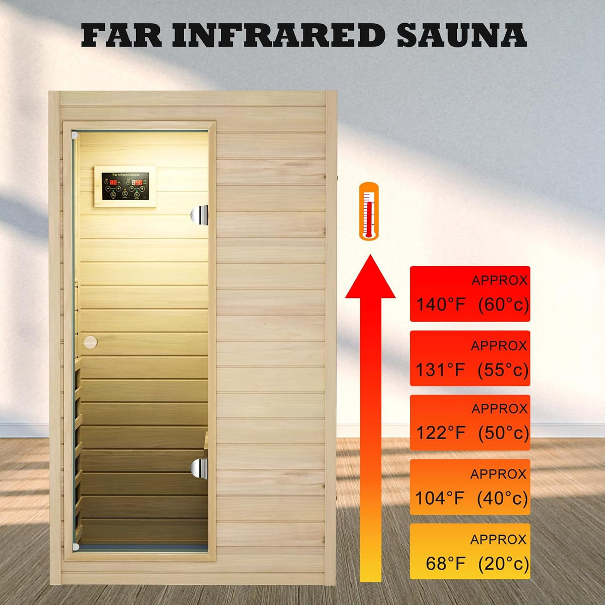 1 Person Sauna, Low EMF Far Infrared Indoor Dry Sauna Room, 905W