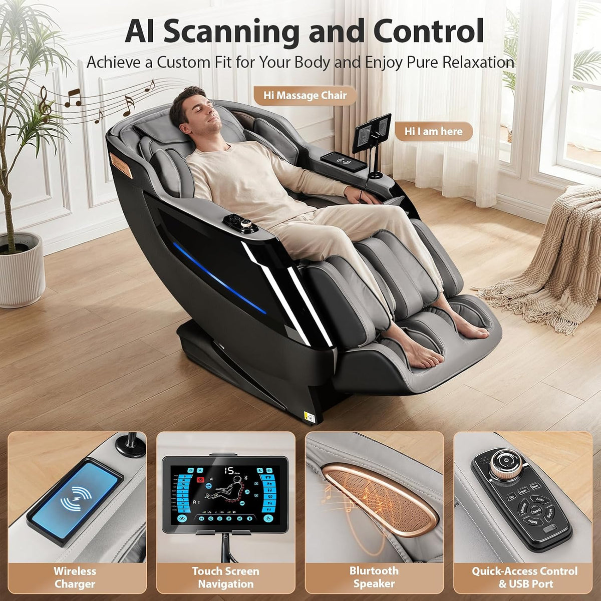 4D Massage Chairs Full Body-53.2" Ultra Long SL Track,32 Airbags