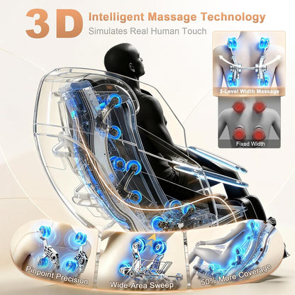 3D Full Body Massage Chair Zero Gravity Sl-Track, Shiatsu Recliner