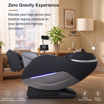 A303C 4D Massage Chair Full Body, Zero Gravity, 55" SL Track, Black