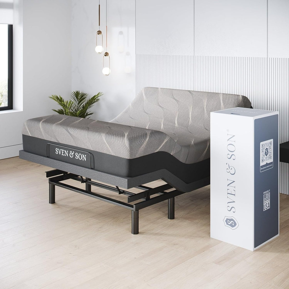 Sven & Son Harmony Adjustable Bed Base, Head and Foot Lift, Massage, Under-Bed Lights, USB, Gel Memory, Zero Gravity Smart Frame - Full + 12 Inch Memory Foam Matt (Medium)