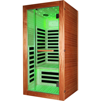 American White Oak Single Person Sauna Room with LED Lighting