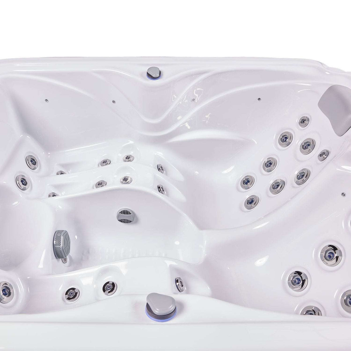 Buenospa Atlanta Hot Tub – 3-Seat Spa with Two Reclining Lounges, 37 Jets, 29.5 in. Height for Doorway Access (WM00760)