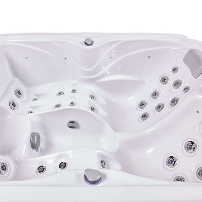 Buenospa Atlanta Hot Tub – 3-Seat Spa with Two Reclining Lounges, 37 Jets, 29.5 in. Height for Doorway Access (WM00760)