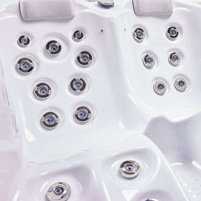 Buenospa Atlanta Hot Tub – 3-Seat Spa with Two Reclining Lounges, 37 Jets, 29.5 in. Height for Doorway Access (WM00760)