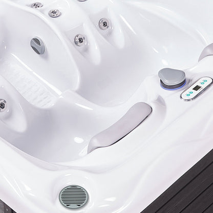 Buenospa Atlanta Hot Tub – 3-Seat Spa with Two Reclining Lounges, 37 Jets, 29.5 in. Height for Doorway Access (WM00760)