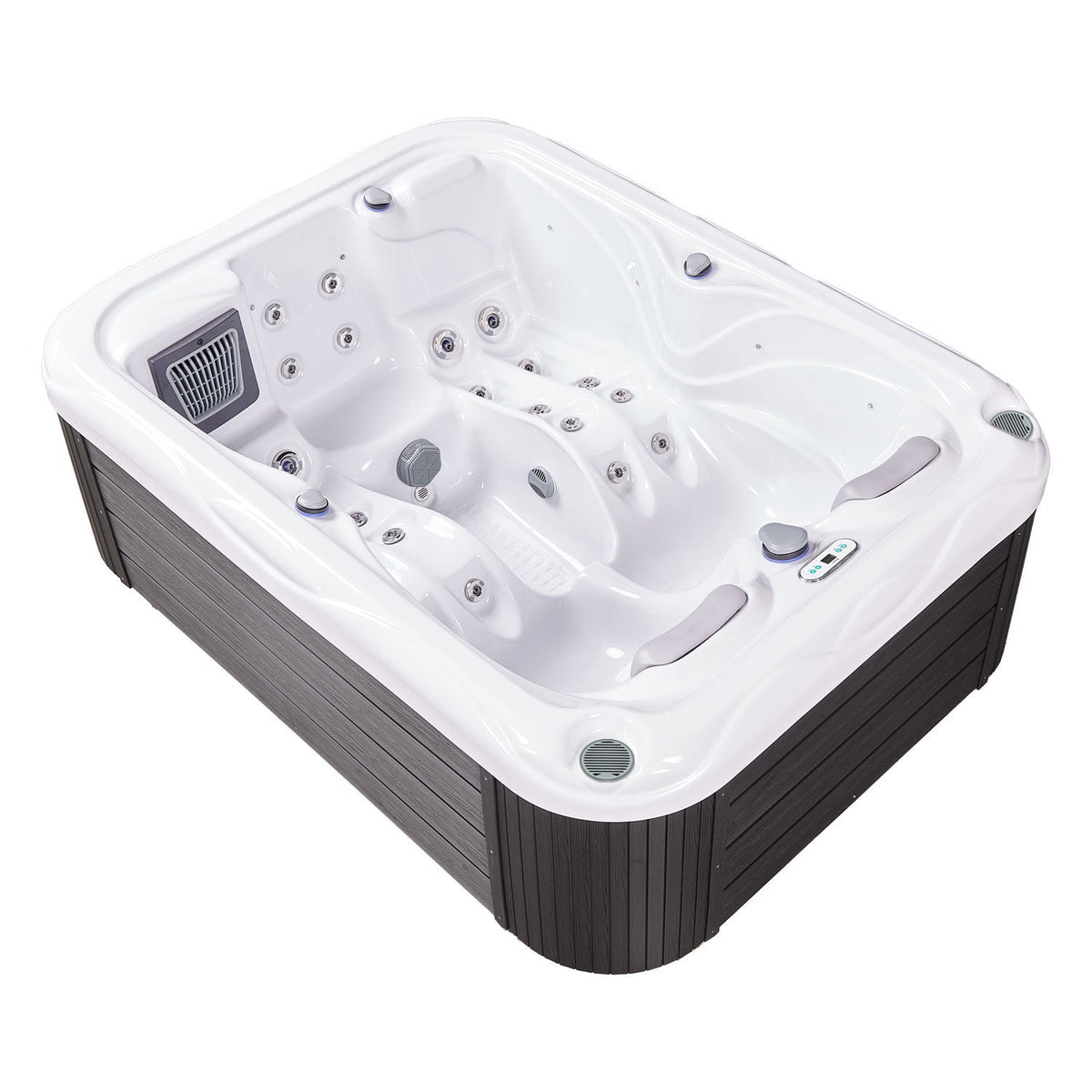 Buenospa Atlanta Hot Tub – 3-Seat Spa with Two Reclining Lounges, 37 Jets, 29.5 in. Height for Doorway Access (WM00760)