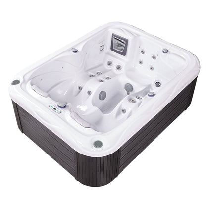 Buenospa Atlanta Hot Tub – 3-Seat Spa with Two Reclining Lounges, 37 Jets, 29.5 in. Height for Doorway Access (WM00760)