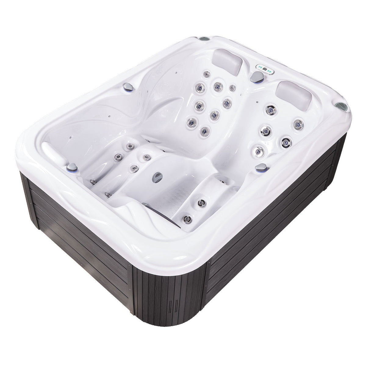 Buenospa Atlanta Hot Tub – 3-Seat Spa with Two Reclining Lounges, 37 Jets, 29.5 in. Height for Doorway Access (WM00760)