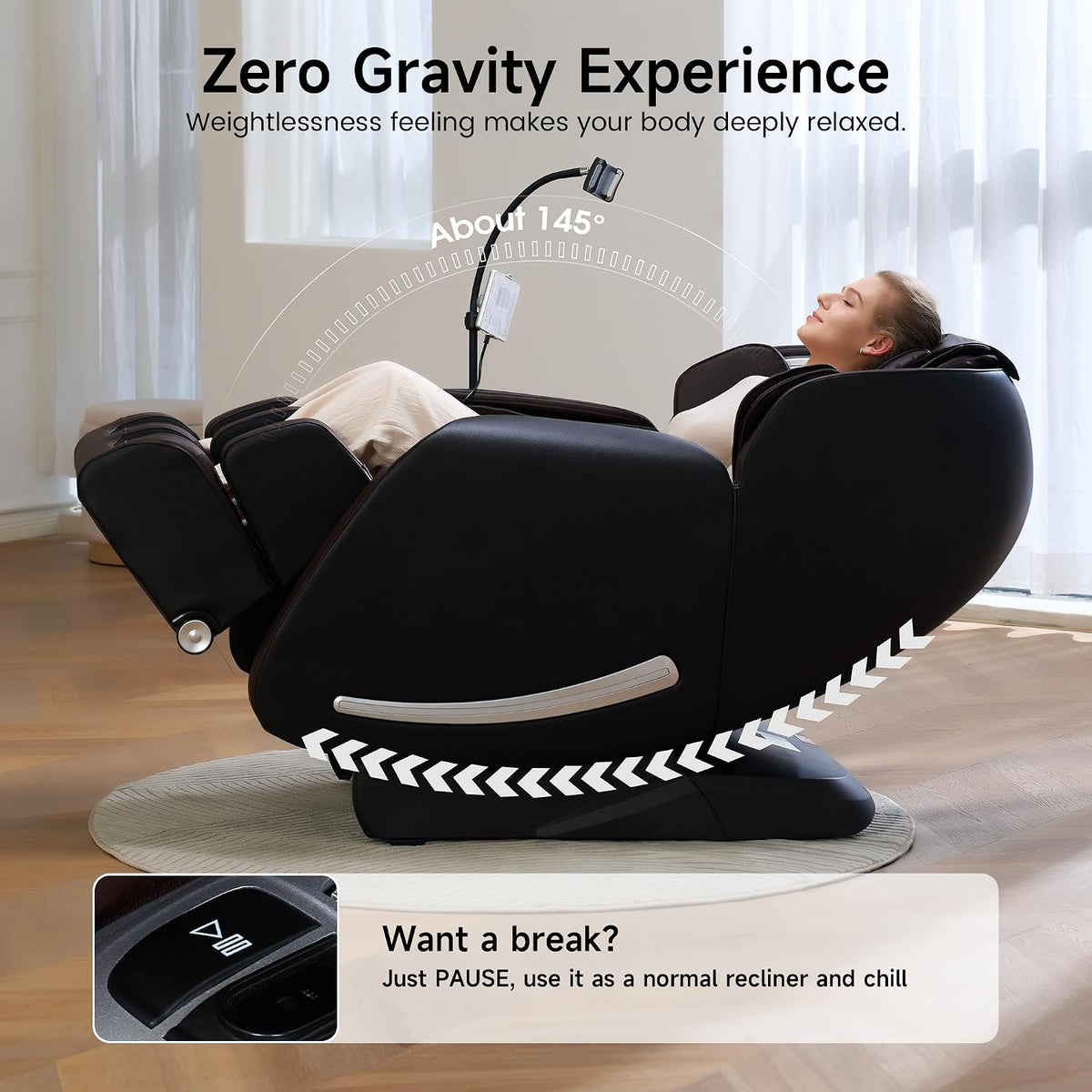 Massage Chair Full Body with Unique Phone Controller,Heart and Blood Measurement, Zero Gravity 3D Sl-Track Recliner with APP Control, Child Lock,Pause Button, Back Pad, Favor-06, Dark Brown