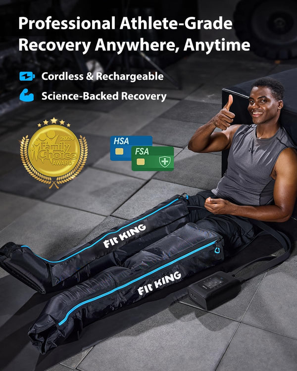FIT KING Recovery Power Pro Small Cordless Air Compression Recovery Boots – 4-Zone Leg Recovery System (FT-091A)