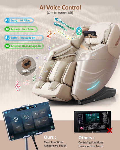 Massage Chair Full Body with Body Scan, Zero Gravity, Sl-Track, Cream