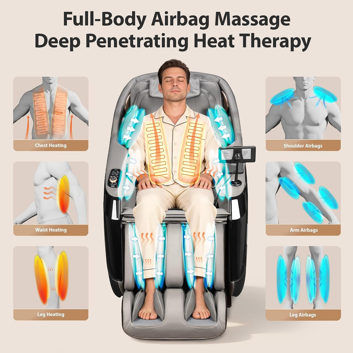 4D Massage Chairs Full Body-53.2" Ultra Long SL Track,32 Airbags