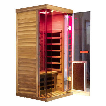Wizzisauna SR01 1-Person Red Cedar Far Infrared Sauna with 6 Carbon Heaters