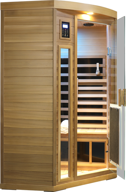 Low EMF Far-Infrared Two Person Sauna with LCD Touch Control - Natural Red Cedar