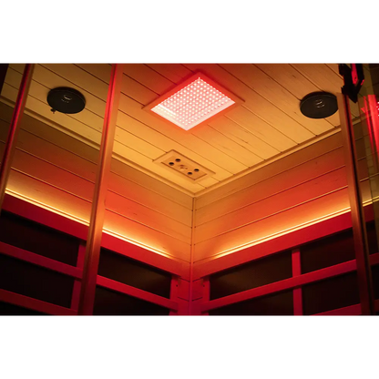Wizzisauna SR07 2-3 Person Corner Red Cedar Far Infrared Sauna with 8 Carbon Heaters