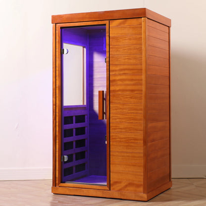 Dry Sauna for Home, 1120W Far Infrared Saunabox with 7-Color Light, 1-Person Indoor Sauna Room W/ Red Light, Bluetooth Audio, LED Reading Light, 77-140℉, Multi-Function Setting