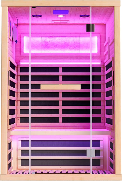 2 Person Infrared Sauna with Salt Crystal Bricks, Low EMF 110V