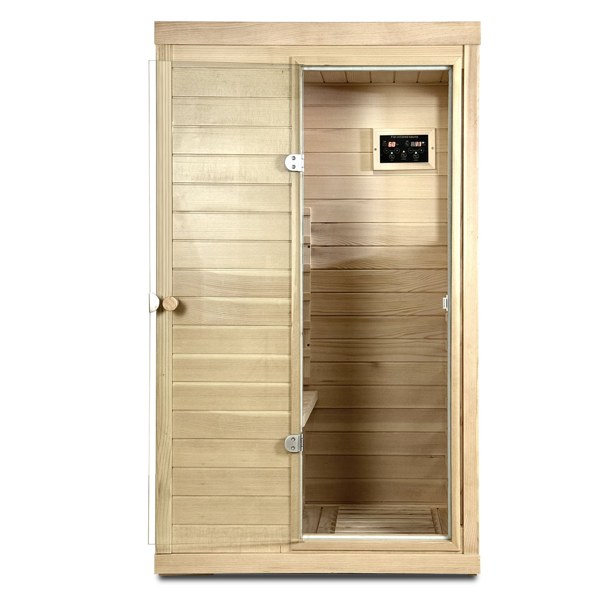 Canadian Hemlock Wood One Person Far Infrared Sauna with Bluetooth Audio - Natural