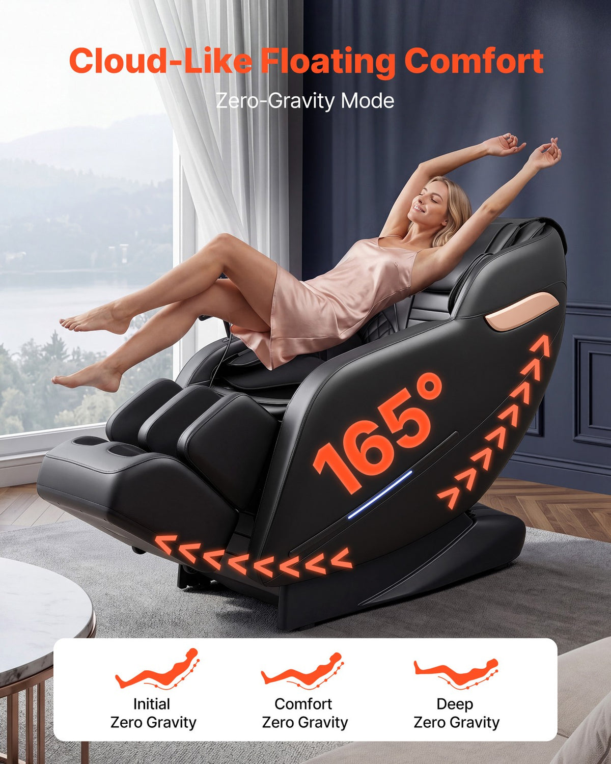 VEVOR Massage Chair 3D Zero-Gravity Full Body Massage Chair Extendable Footrest