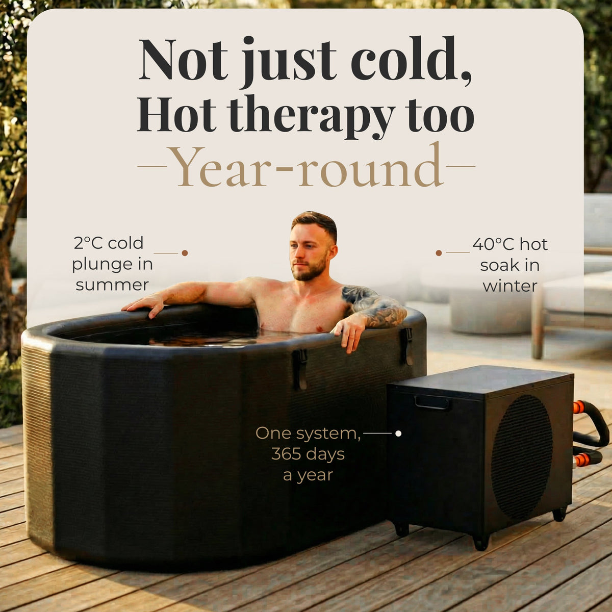 Nicebeam Cryo Pro System – XXL Insulated Inflatable Cold Plunge Tub with Wi-Fi Chiller, UV-C and Filtration