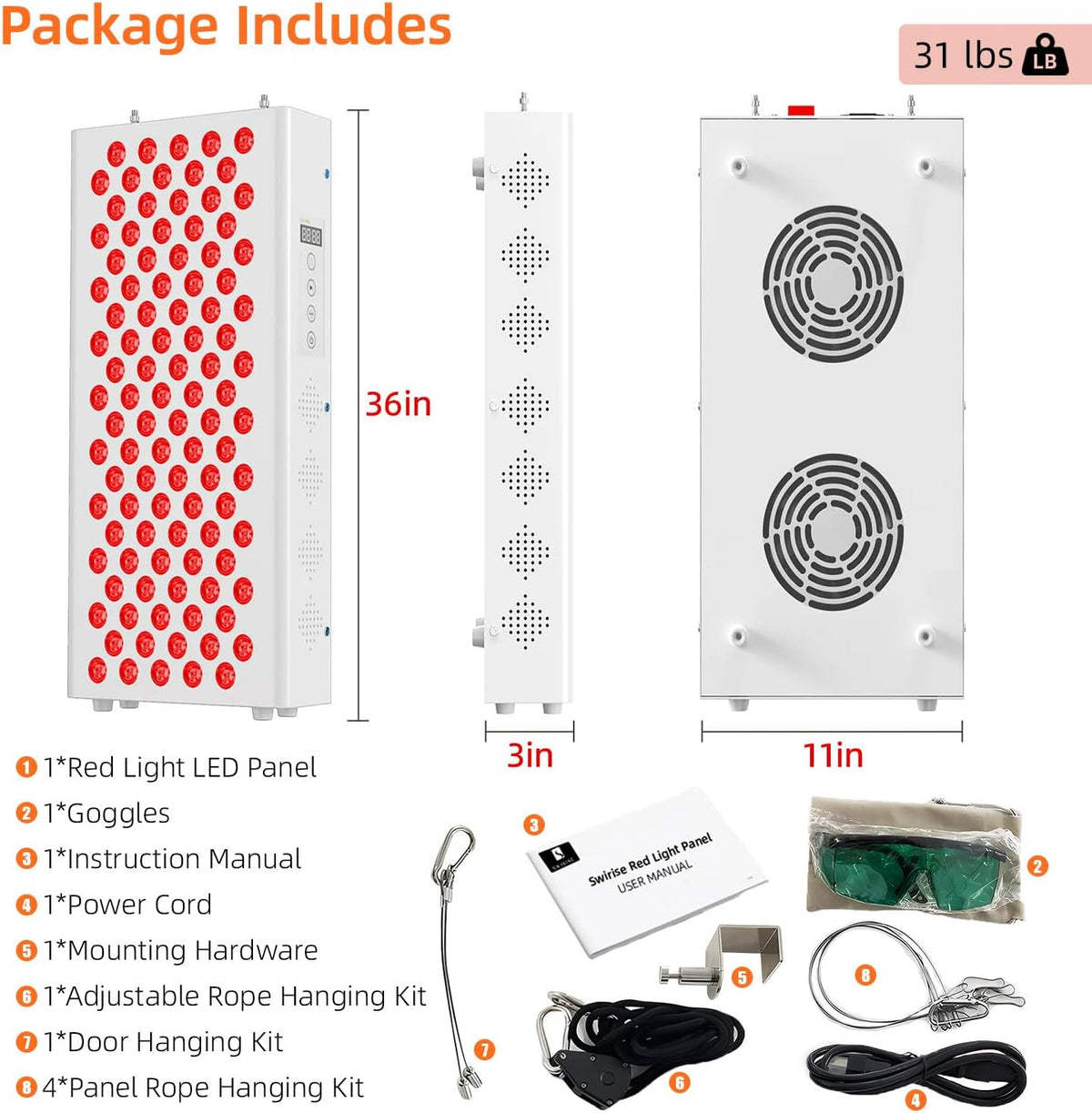 Red Light Therapy with 660Nm&850Nm High Power Panel(Elite 1500)