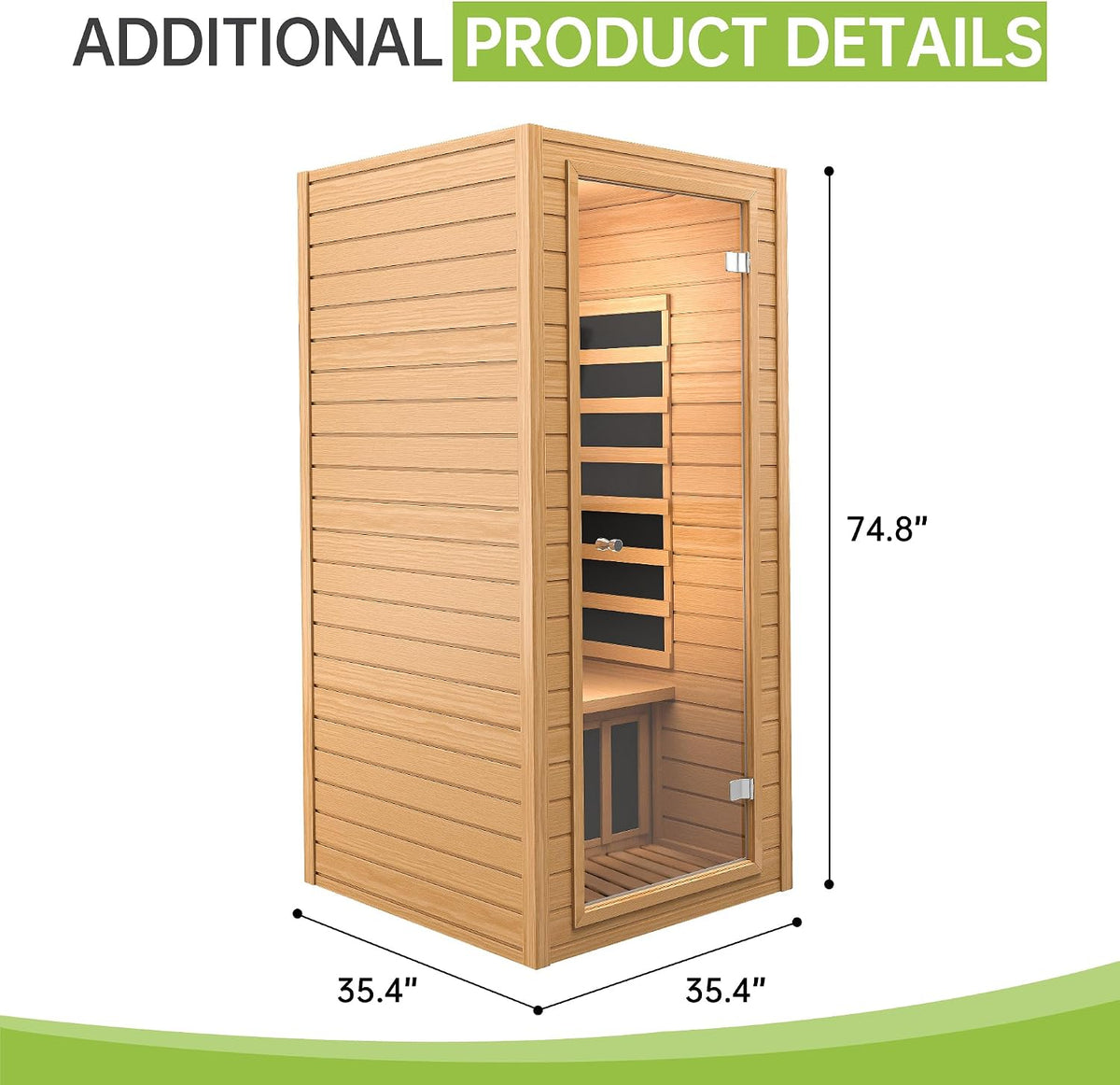 Sauna 1 Person Low EMF FAR Infrared Sauna with Red Light Therapy