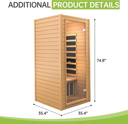 Sauna 1 Person Low EMF FAR Infrared Sauna with Red Light Therapy