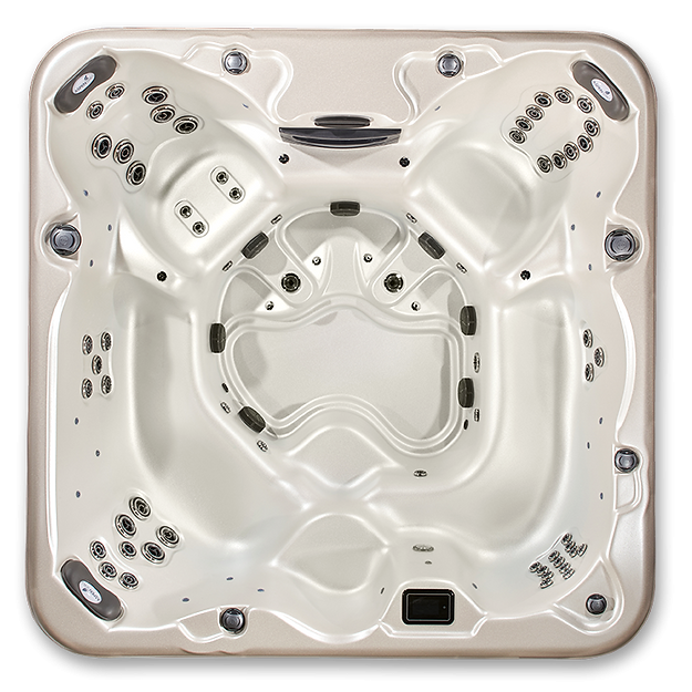 Aspen Spas Arcadia Extreme Series 7-Person Hot Tub – 70 Jets, 4 Pumps, Gecko Touchscreen with Wi-Fi, Made in USA