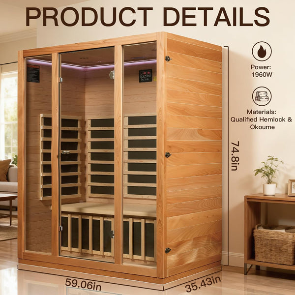 3-4 Person Far Infrared Sauna for Home & Fitness, 1960W/120V