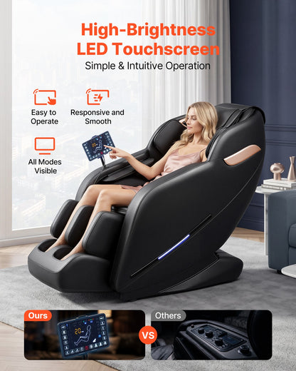 VEVOR Massage Chair 3D Zero-Gravity Full Body Massage Chair Extendable Footrest