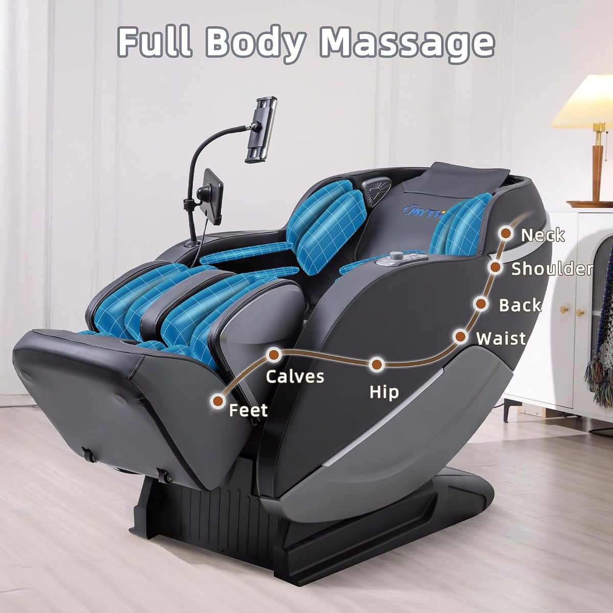 A303C 4D Massage Chair Full Body, Zero Gravity, 55" SL Track, Black