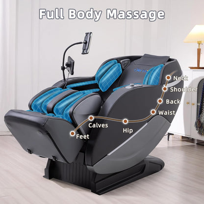 A303C 4D Massage Chair Full Body, Zero Gravity, 55" SL Track, Black