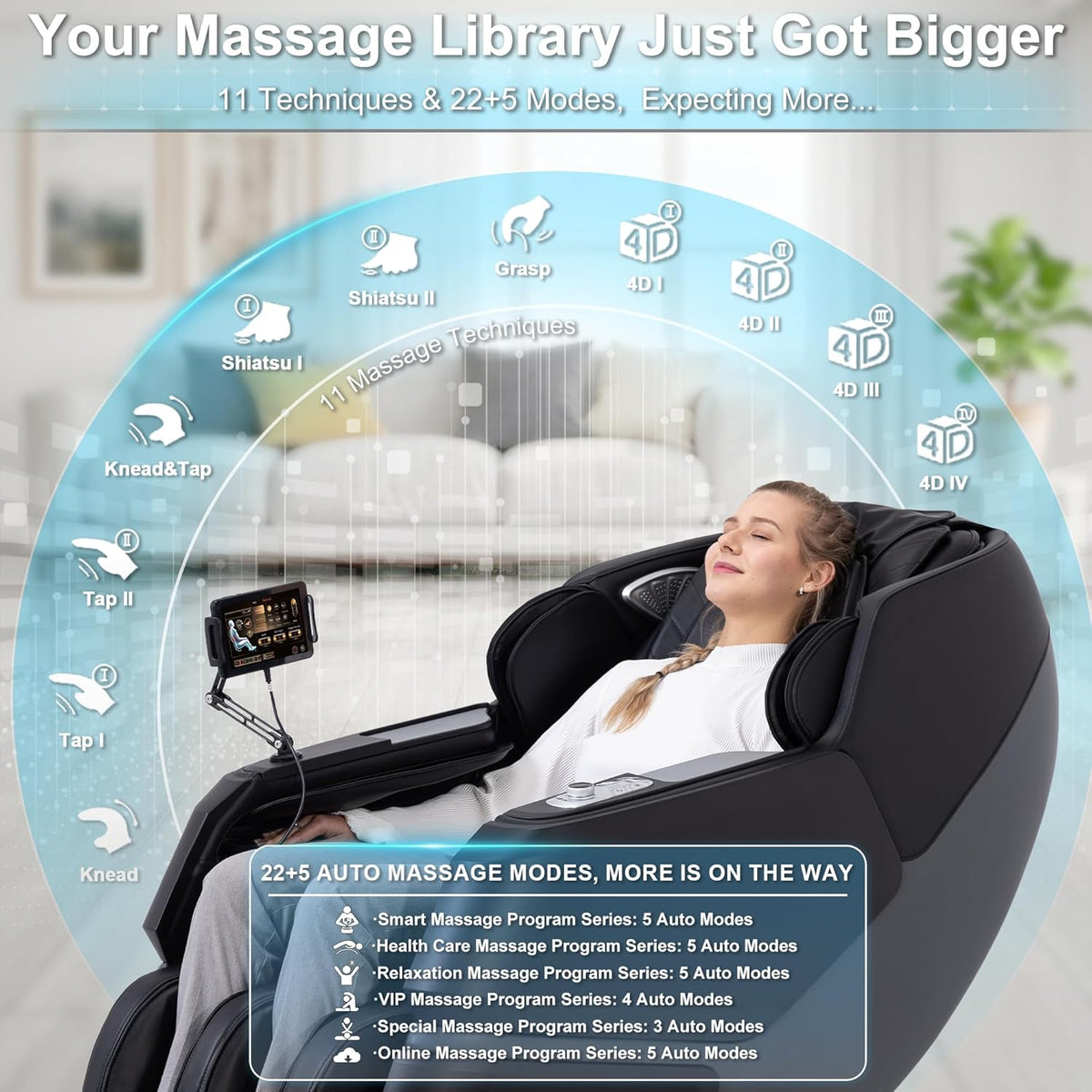 MT339 4D Massage Chair Full Body Recliner, OTA Update, Deep Black