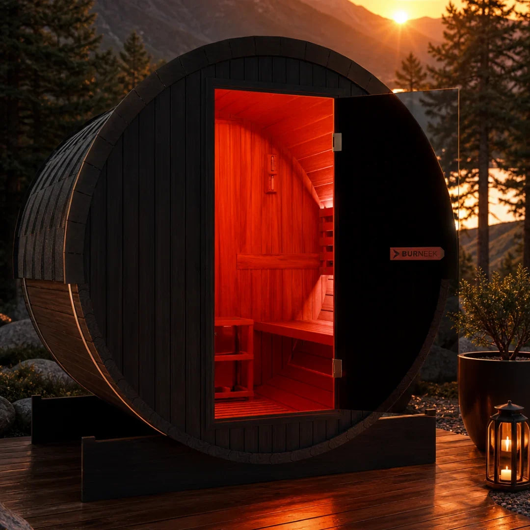 Burneek® Basalt: 2-Person Outdoor Barrel Sauna