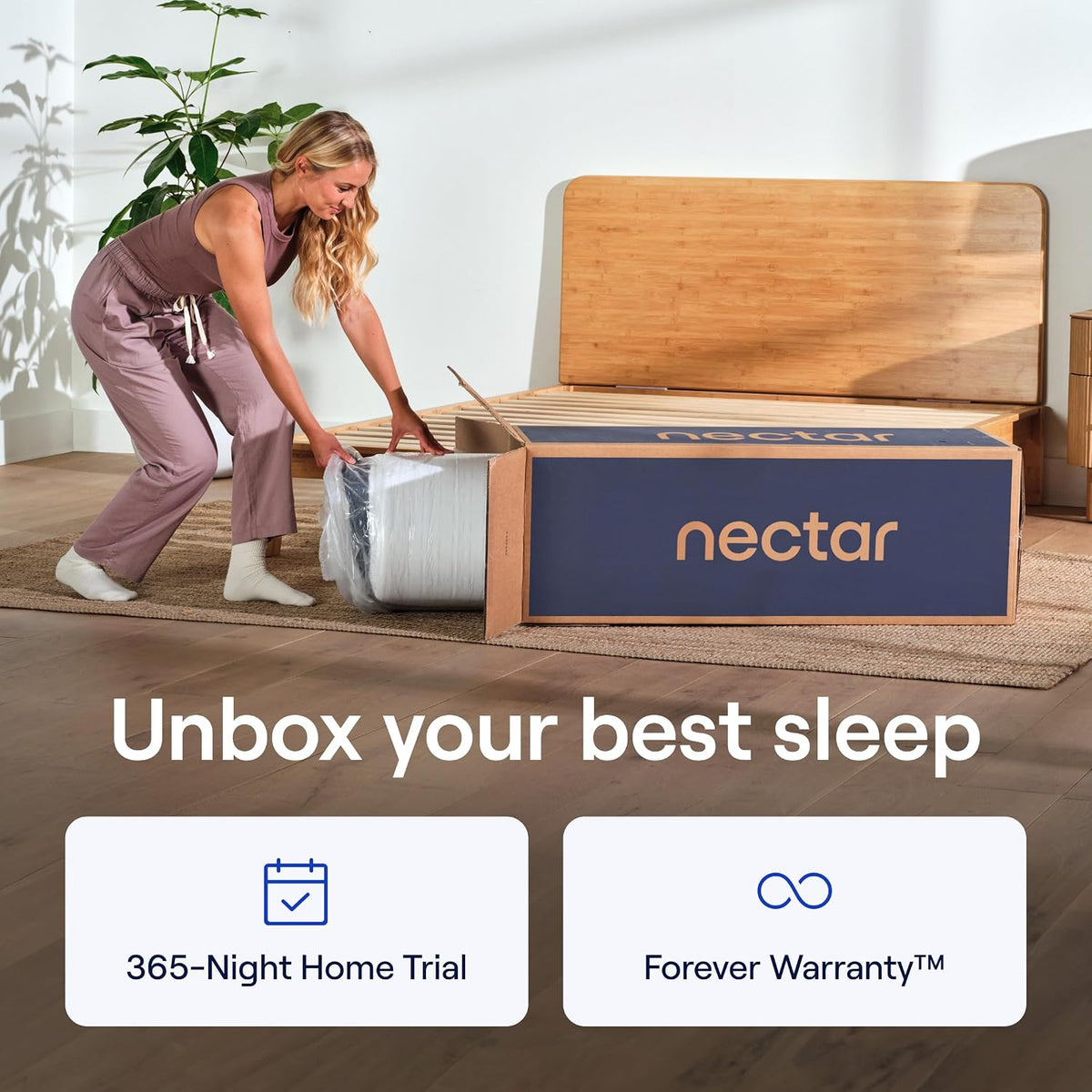 Nectar Luxe 14” Hybrid Mattress, Full, Medium Soft, 1-Year Trial