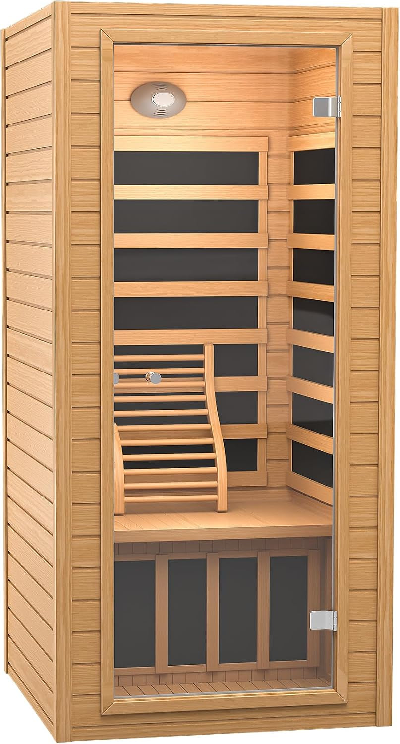 Sauna 1 Person Low EMF FAR Infrared Sauna with Red Light Therapy